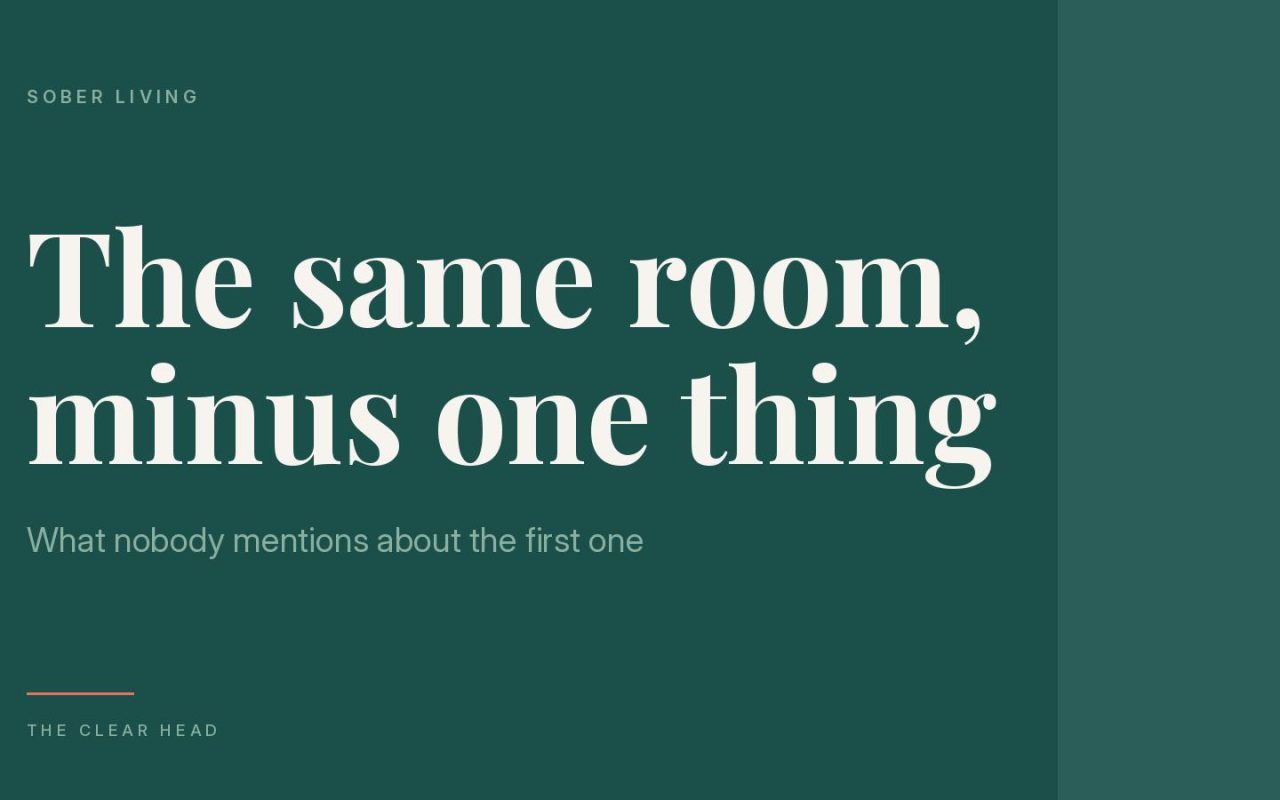 Illustration reading 'the same room, minus one thing' for The Clear Head's guide to the first sober Christmas