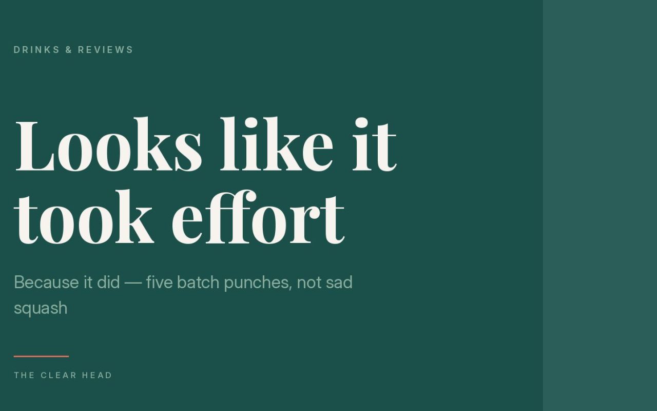 Illustration reading 'looks like it took effort, because it did' for five alcohol-free Christmas party drinks